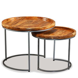 vidaXL Side Table Set 2 pcs. Solid Mango Wood