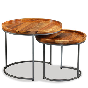 vidaXL Side Table Set 2 pcs. Solid Mango Wood