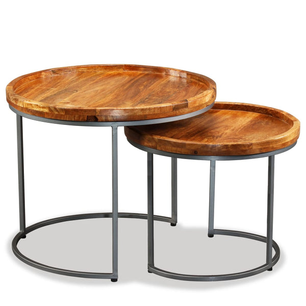 vidaXL Side Table Set 2 pcs. Solid Mango Wood