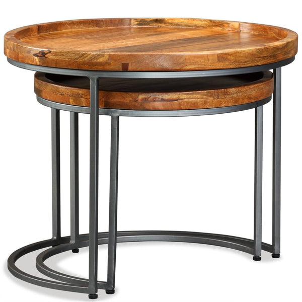 vidaXL Side Table Set 2 pcs. Solid Mango Wood