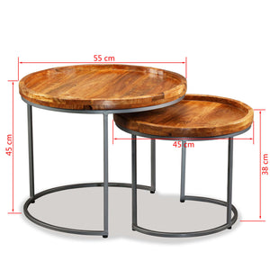 vidaXL Side Table Set 2 pcs. Solid Mango Wood