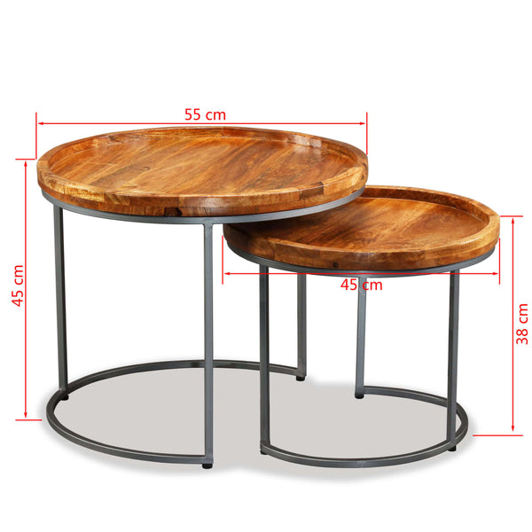 vidaXL Side Table Set 2 pcs. Solid Mango Wood