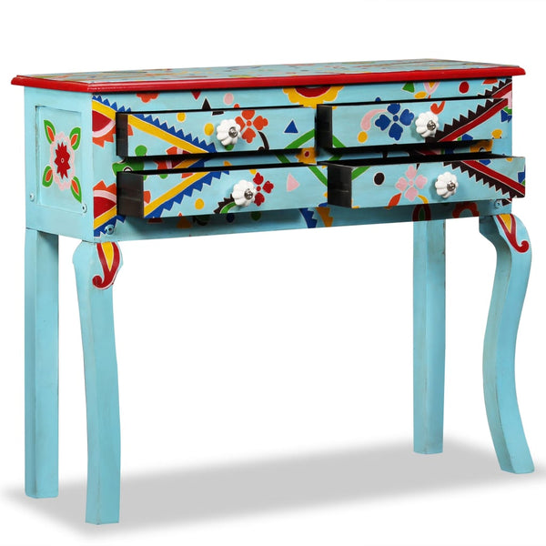 vidaXL Console Table Solid Mango Wood Blue Hand-Painted