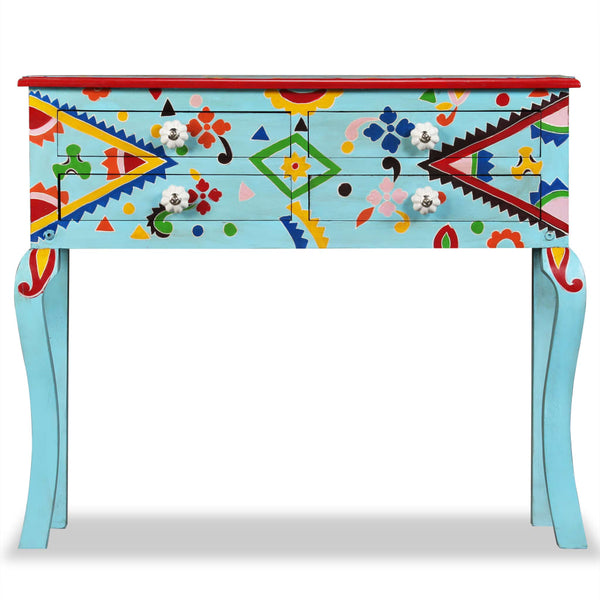 vidaXL Console Table Solid Mango Wood Blue Hand-Painted