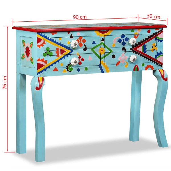 vidaXL Console Table Solid Mango Wood Blue Hand-Painted