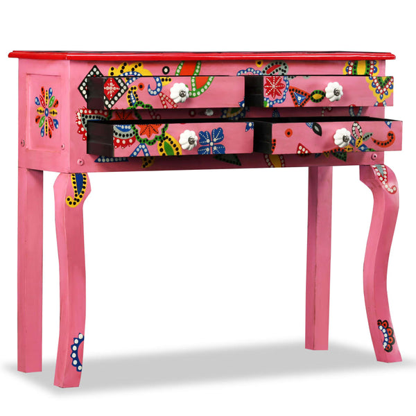 vidaXL Console Table Solid Mango Wood Pink Hand-Painted