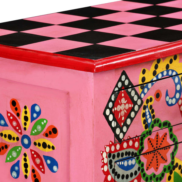 vidaXL Console Table Solid Mango Wood Pink Hand-Painted