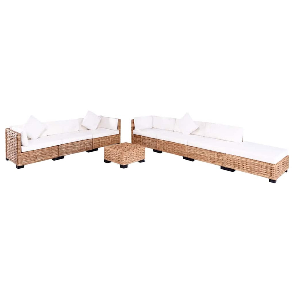 vidaXL 27-Piece Sofa Set Natural Rattan