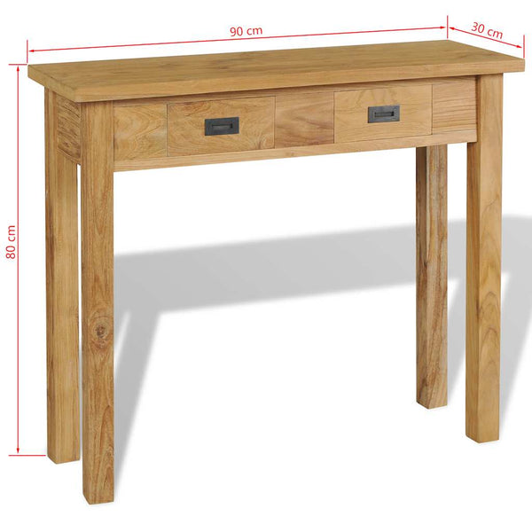 vidaXL Console Table Solid Teak Wood 90x30x80 cm
