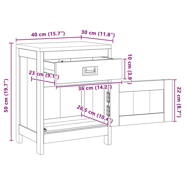 vidaXL Teak Solid Wood Nightstand 40x30x50 cm