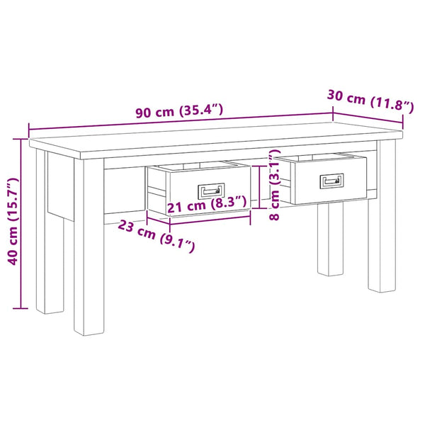 vidaXL Hallway Bench Solid Teak 90 x 30 x 40 cm