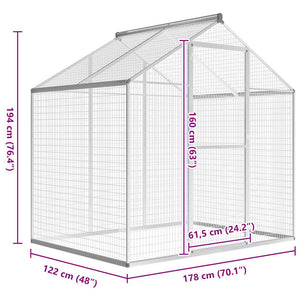 vidaXL Outdoor Aviary Aluminum 178x122x194 cm