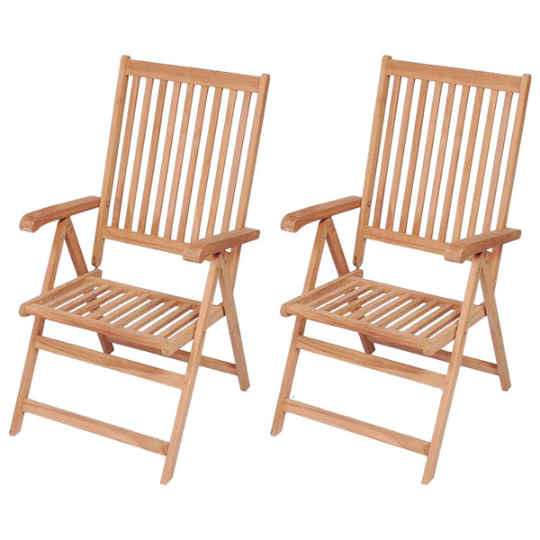 vidaXL Adjustable Garden Chairs 2 pcs Solid Teak Wood