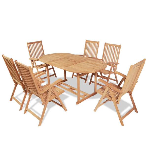 vidaXL 7-Piece Outdoor Dining Set with Folding Chairs Solid Teak Wood