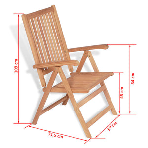vidaXL 7-Piece Outdoor Dining Set with Folding Chairs Solid Teak Wood