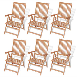 vidaXL 7-Piece Outdoor Dining Set with Folding Chairs Solid Teak Wood