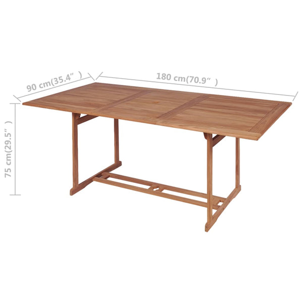 vidaXL Garden Table 180x90x75 cm Solid Teak