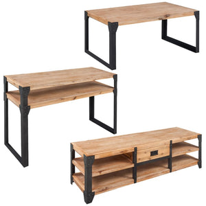 vidaXL 3-Piece Living Room Furniture Set Solid Acacia Wood