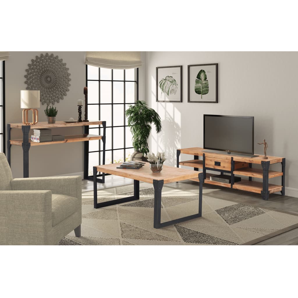 vidaXL 3-Piece Living Room Furniture Set Solid Acacia Wood