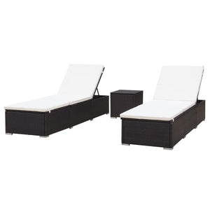 vidaXL Sun Loungers 2 pcs. with Table Poly Rattan Brown