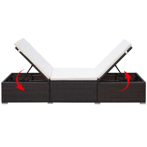 vidaXL Sun Loungers 2 pcs. with Table Poly Rattan Brown