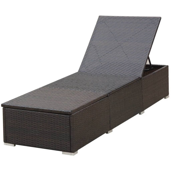 vidaXL Sun Loungers 2 pcs. with Table Poly Rattan Brown