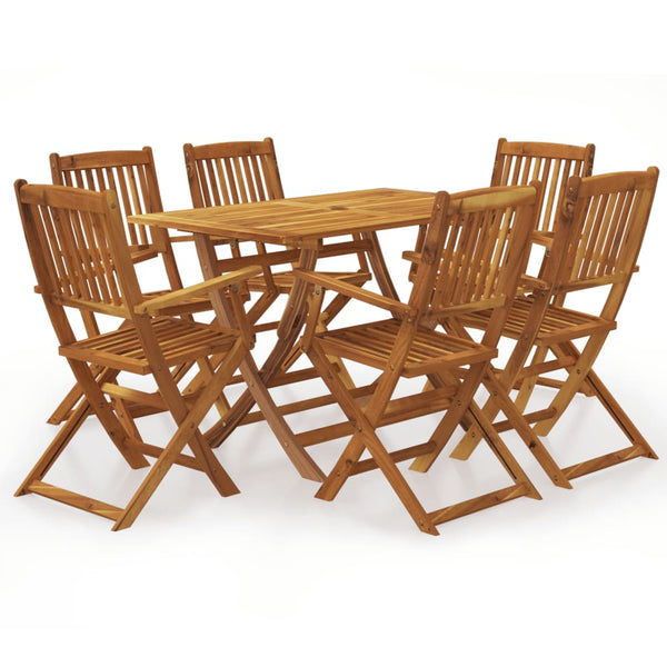 vidaXL 7-Piece Folding Acacia Wood Outdoor Dining Set