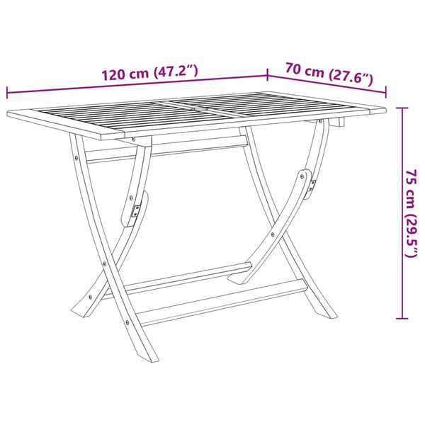 vidaXL 7-Piece Folding Acacia Wood Outdoor Dining Set