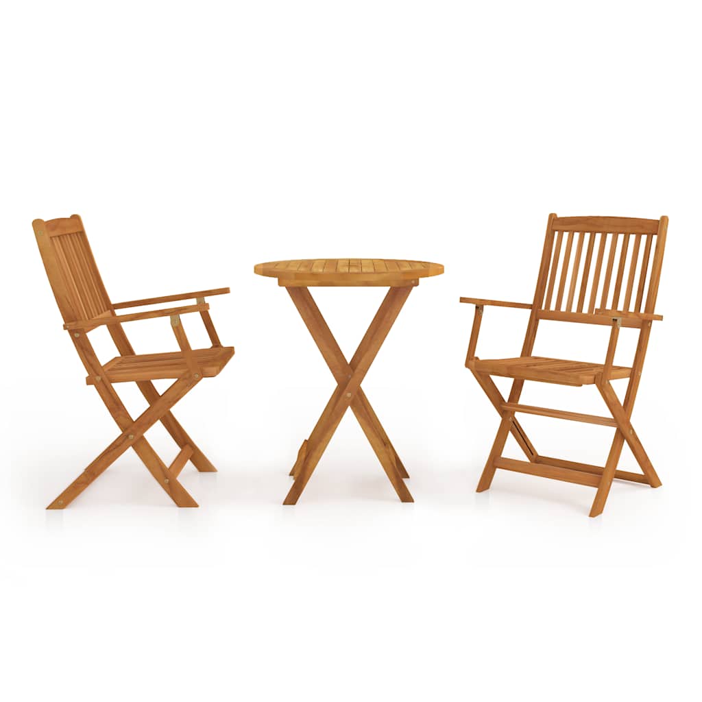 vidaXL 3-Piece Bistro Set Foldable Solid Acacia Wood