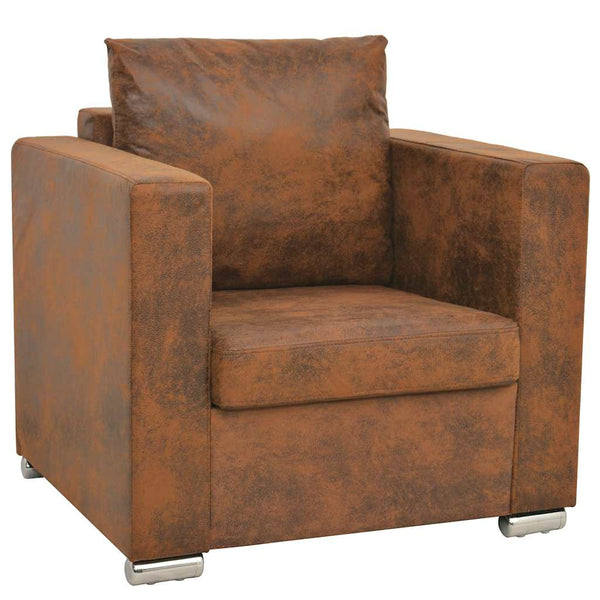 vidaXL Armchair Brown 82x73x82 cm Faux Suede