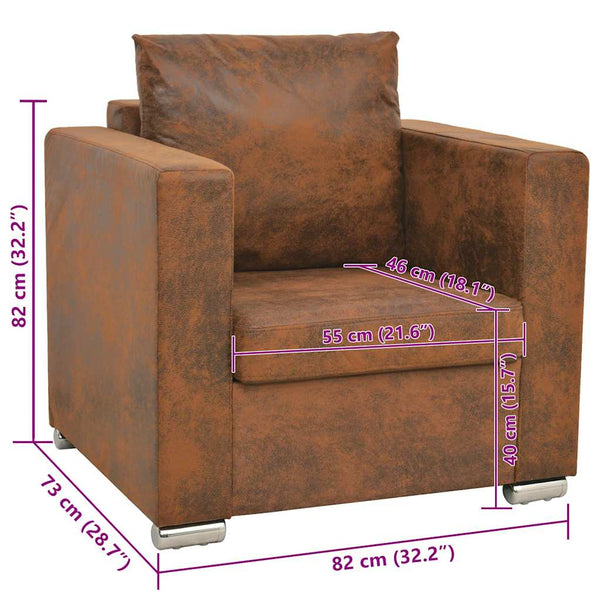 vidaXL Armchair Brown 82x73x82 cm Faux Suede