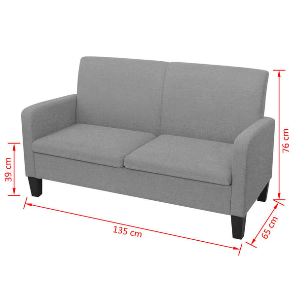 vidaXL 2-Seater Sofa 135 x 65 x 76 cm Light Grey