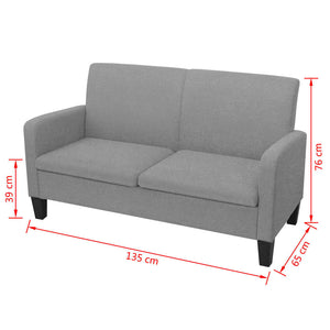 vidaXL 2-Seater Sofa 135 x 65 x 76 cm Light Grey
