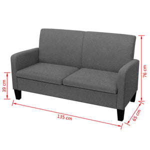 vidaXL 2-Seater Sofa 135 x 65 x 76 cm Dark Grey