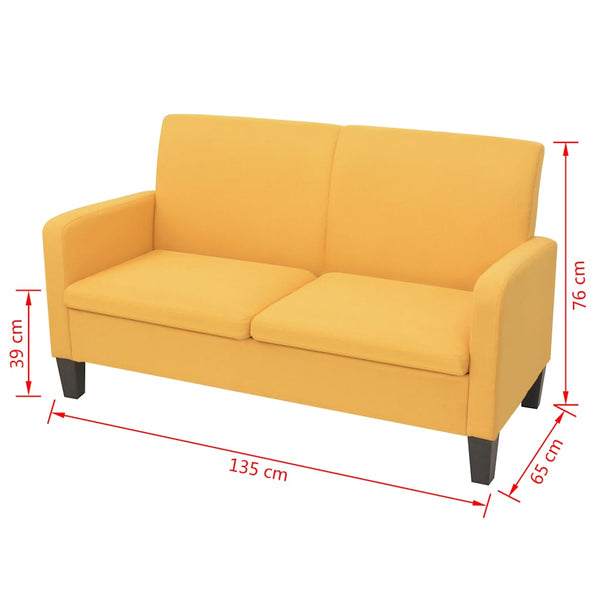vidaXL Two-Seater Sofa 135x65x76 cm Yellow