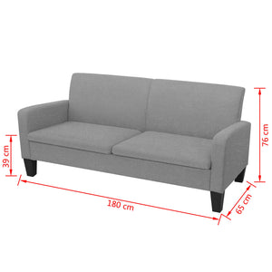 vidaXL 3-Seater Sofa 180x65x76 cm Light Grey