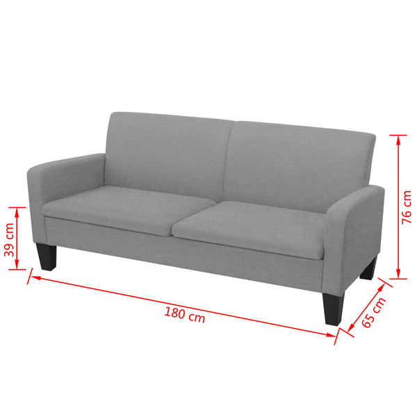 vidaXL 3-Seater Sofa 180x65x76 cm Light Grey