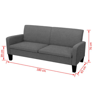 vidaXL 3-Seater Sofa 180 x 65 x 76 cm Dark Grey