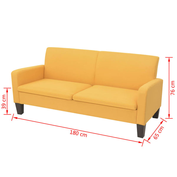 vidaXL 3-Seater Sofa 180 x 65 x 76 cm Yellow
