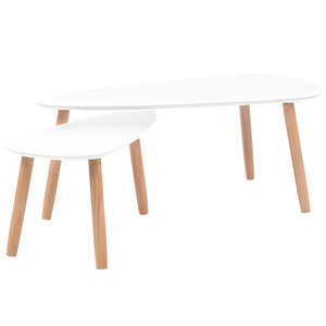 vidaXL 2-Piece Coffee Table Set Solid Pine Wood White