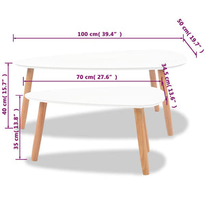vidaXL 2-Piece Coffee Table Set Solid Pine Wood White