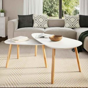 vidaXL 2-Piece Coffee Table Set Solid Pine Wood White