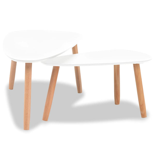 vidaXL 2-Piece Coffee Table Set Solid Pine Wood White
