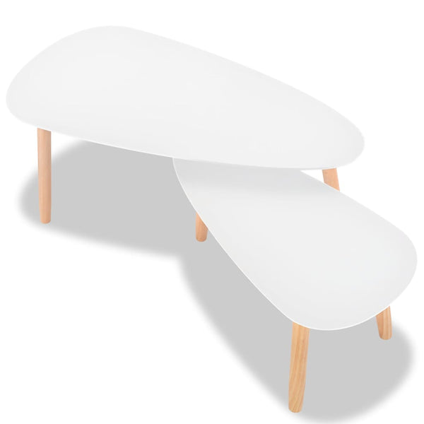 vidaXL 2-Piece Coffee Table Set Solid Pine Wood White
