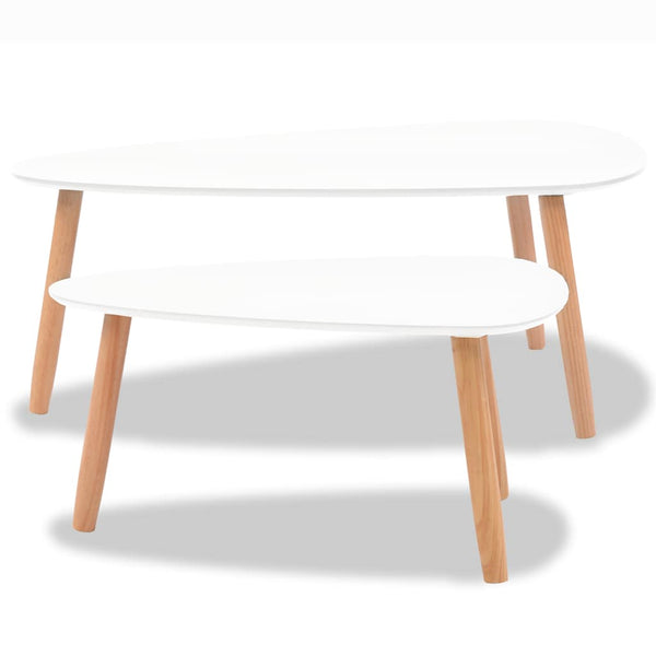 vidaXL 2-Piece Coffee Table Set Solid Pine Wood White