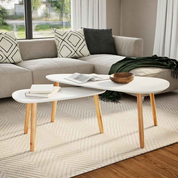 vidaXL 2-Piece Coffee Table Set Solid Pine Wood White