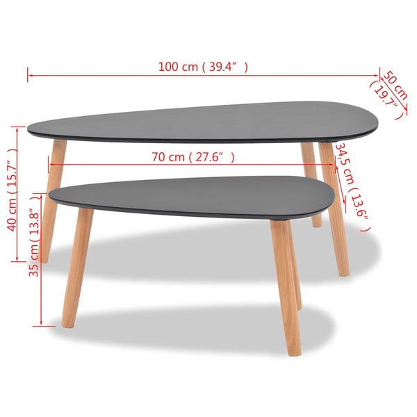 vidaXL 2-Piece Coffee Table Set Solid Pine Wood Black