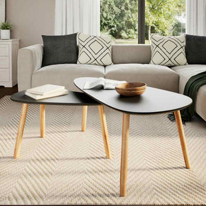 vidaXL 2-Piece Coffee Table Set Solid Pine Wood Black
