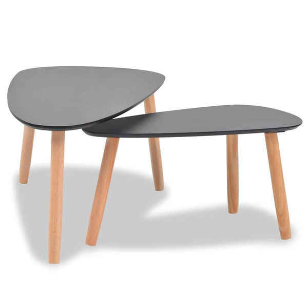 vidaXL 2-Piece Coffee Table Set Solid Pine Wood Black