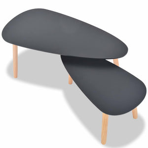 vidaXL 2-Piece Coffee Table Set Solid Pine Wood Black